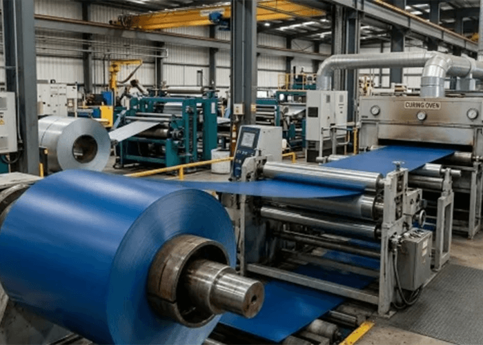 Continuous coil coating process using silica matting agent for matte finish steel