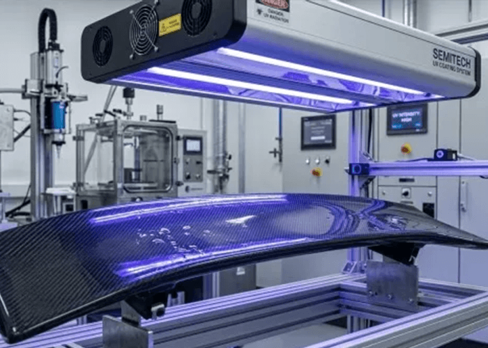 UV coating system for complex carbon fiber composite parts, achieving rapid curing and surface durability